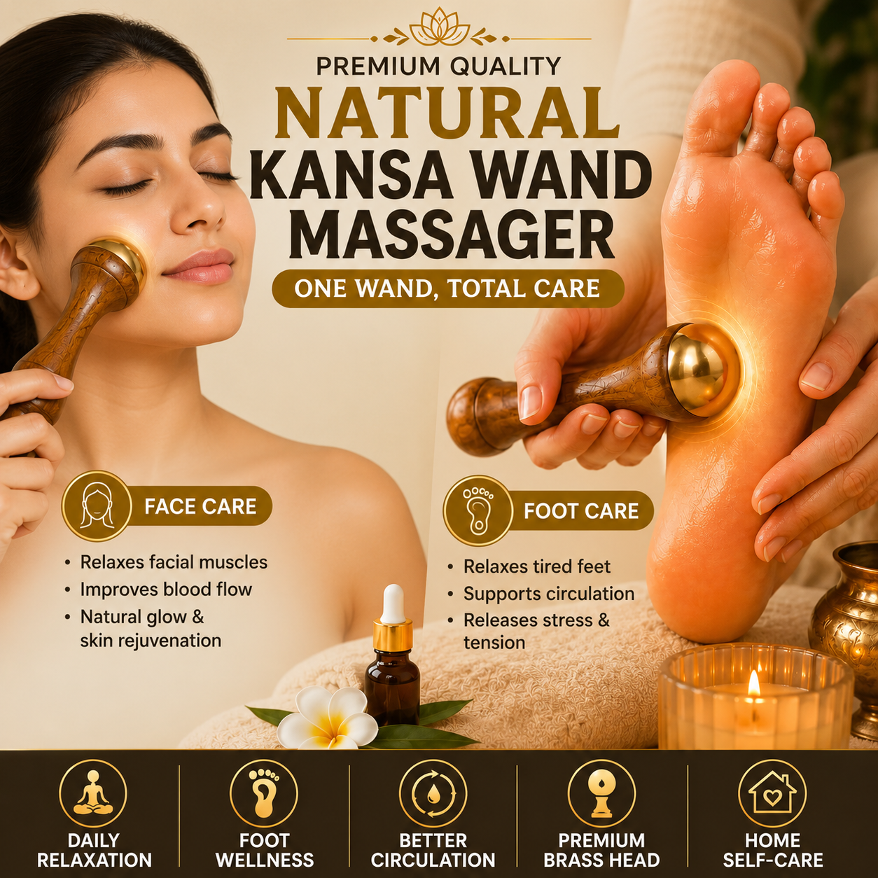 PREMIUM QUALITY NATURAL KANSA WAND MASSAGER