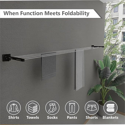 Mounted Drying (Wall Rack Clothline) Foldable & Heavy-Duty for Everyday Laundry