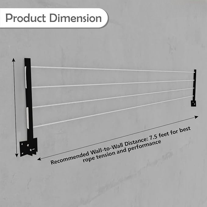 Mounted Drying (Wall Rack Clothline) Foldable & Heavy-Duty for Everyday Laundry